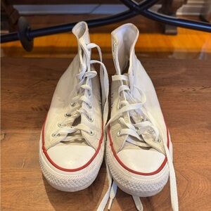 Converse White High-Top Sneakers with Red Trim size 8 women’s